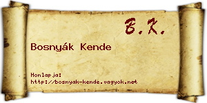 Bosnyák Kende névjegykártya